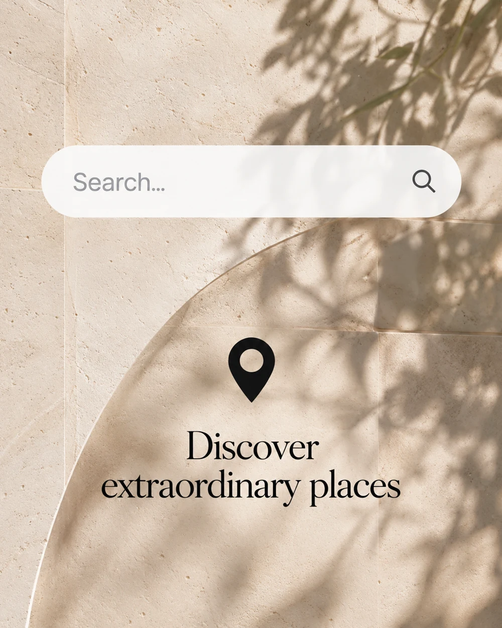 Editorial content and a search concept with a location pin